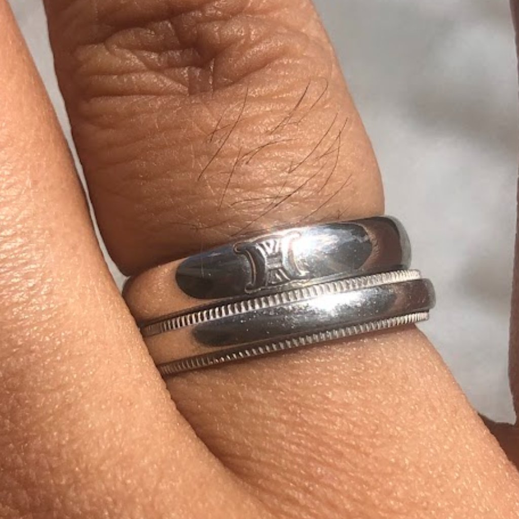 Authentic - Celine Macadam Ring Pt900 Platinum Band 650$